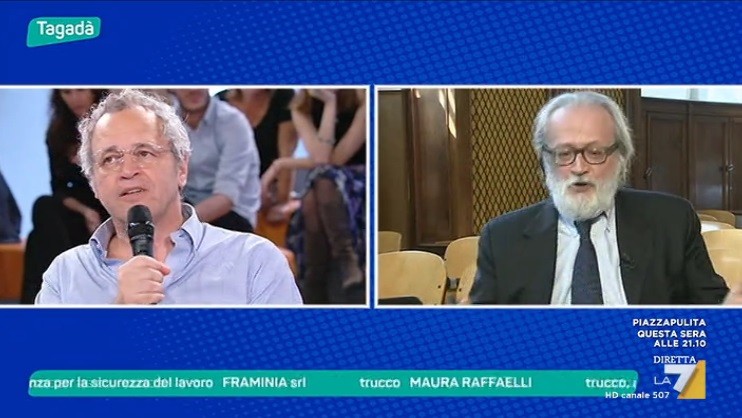 Enrico Mentana va a Tagadà e litiga con Paolo Becchi: “Dice fregnacce, stia buono” (Video)
